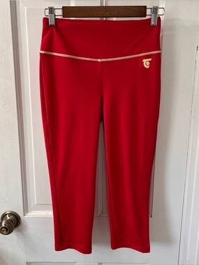 Tretorn x Anthropologie Red Athletic Cropped Leggings with Cream Trim.Size Small